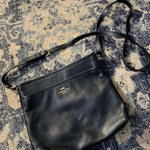 Coach Black Leather Bag with Gold Logo